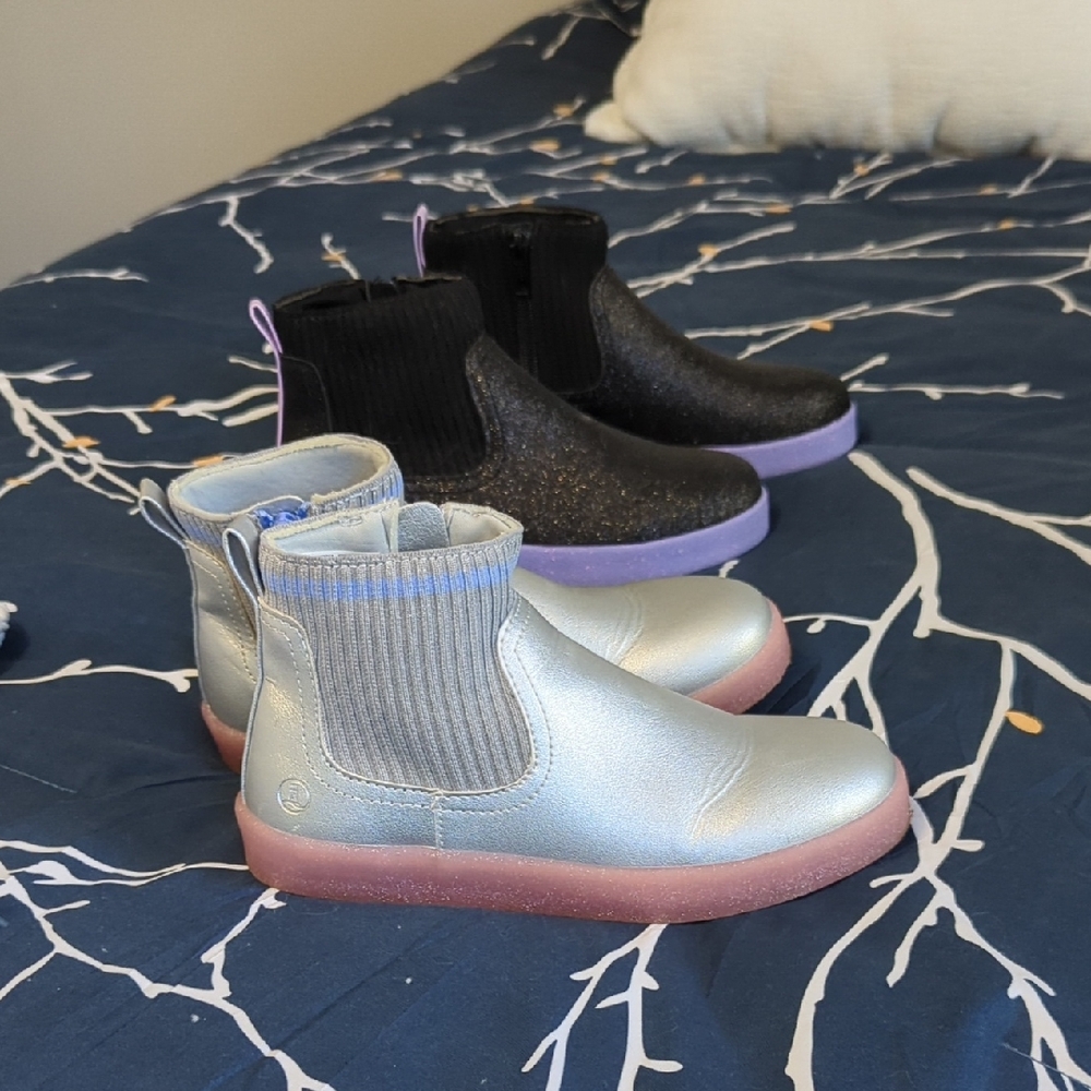 Lands' End Kids' Shimmering Silver and Black Boots